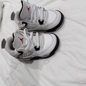 Jordan Kids White and Black Sneakers with Red Logo